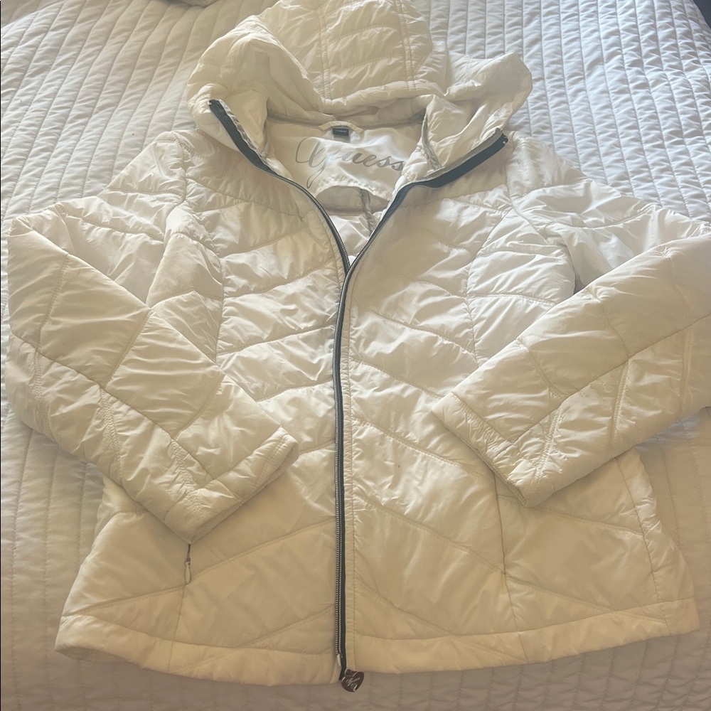 Guess white Quilted Puffer Jacket